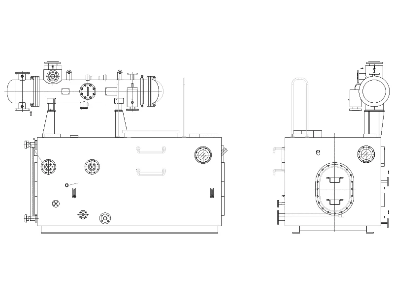 marine hotwell unit product drawing with customized interface positions