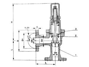 CB304 Flange Type Right Angle Safety Valve drawing-1